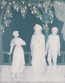 METTLACH PHANOLITH FIGURES ON BALCONY PLAQUE