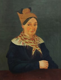 ANTIQUE PORTRAIT PAINTING OF A WOMAN