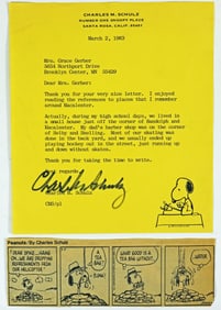 CHARLES M SCHULZ TYPED SIGNED LETTER