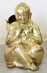 LARGE VINTAGE BRASS BUDDHA SCULPTURE