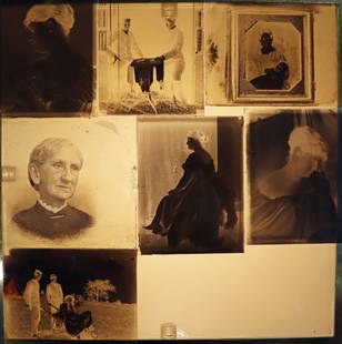 ANTIQUE GLASS SLIDE PHOTOGRAPHS 19TH CENTURY: A large collection of important glass photographic negative slides. There are many photos of people with mention on the manila folders about each slide. There are slides of Anna Cody, daughter of