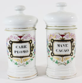 (2) A. COLLINS PARIS PORCELAIN APOTHECARY JARS
