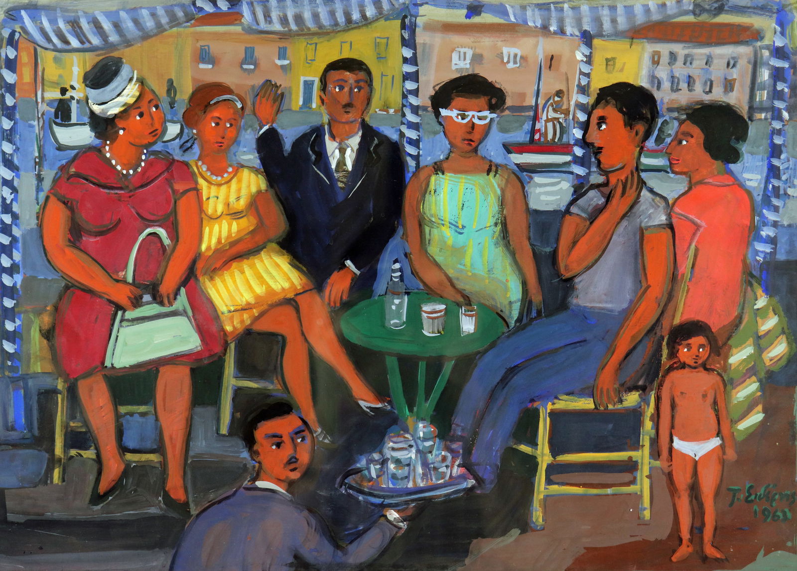 1963 RESTAURANT PATIO PAINTING (1 of 4)