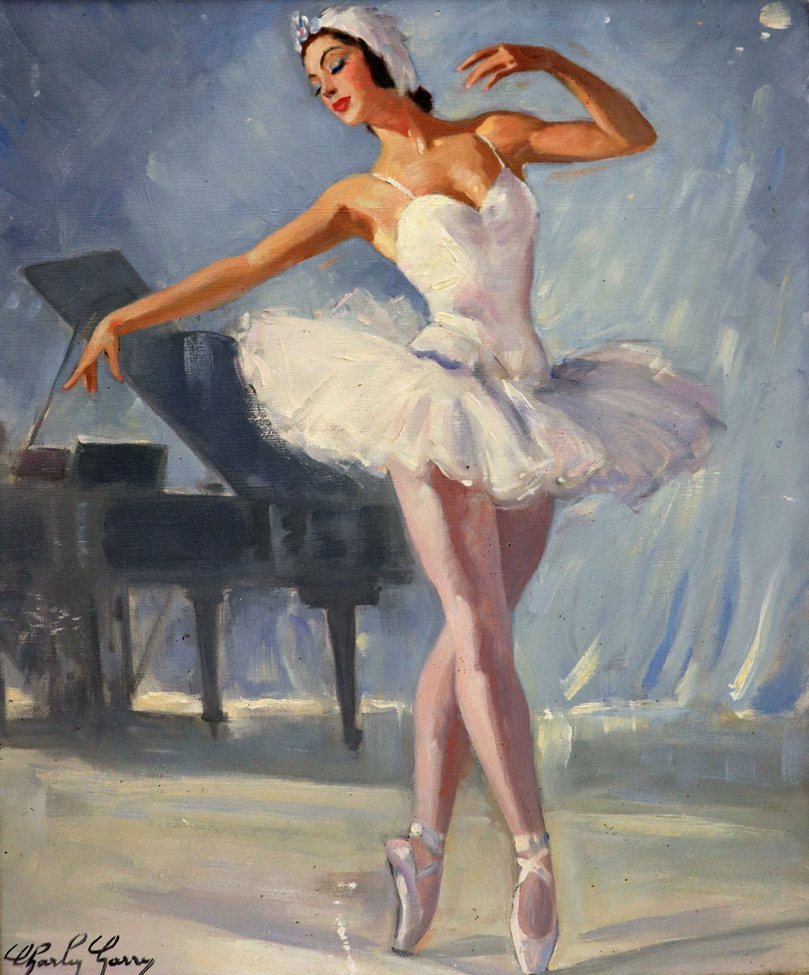 CHARLEY GARRY OIL ON CAVAS BALLERINA PAINTING (1 of 4)