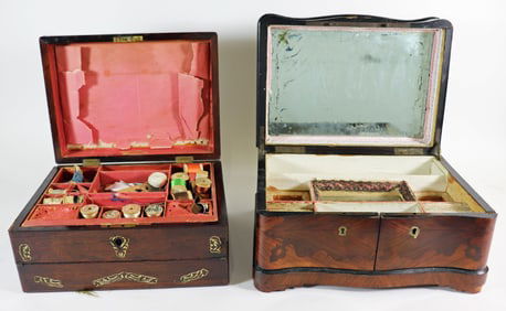 PAIR OF 19th CENTURY ENGLISH INLAID WOOD BOXES