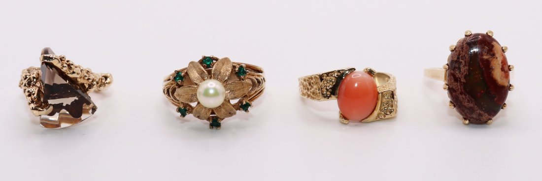 (4) VINTAGE 10-14K GOLD GEMSTONE RINGS (1 of 3)