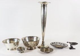 STERLING SILVER BOWLS, VASE, & MORE