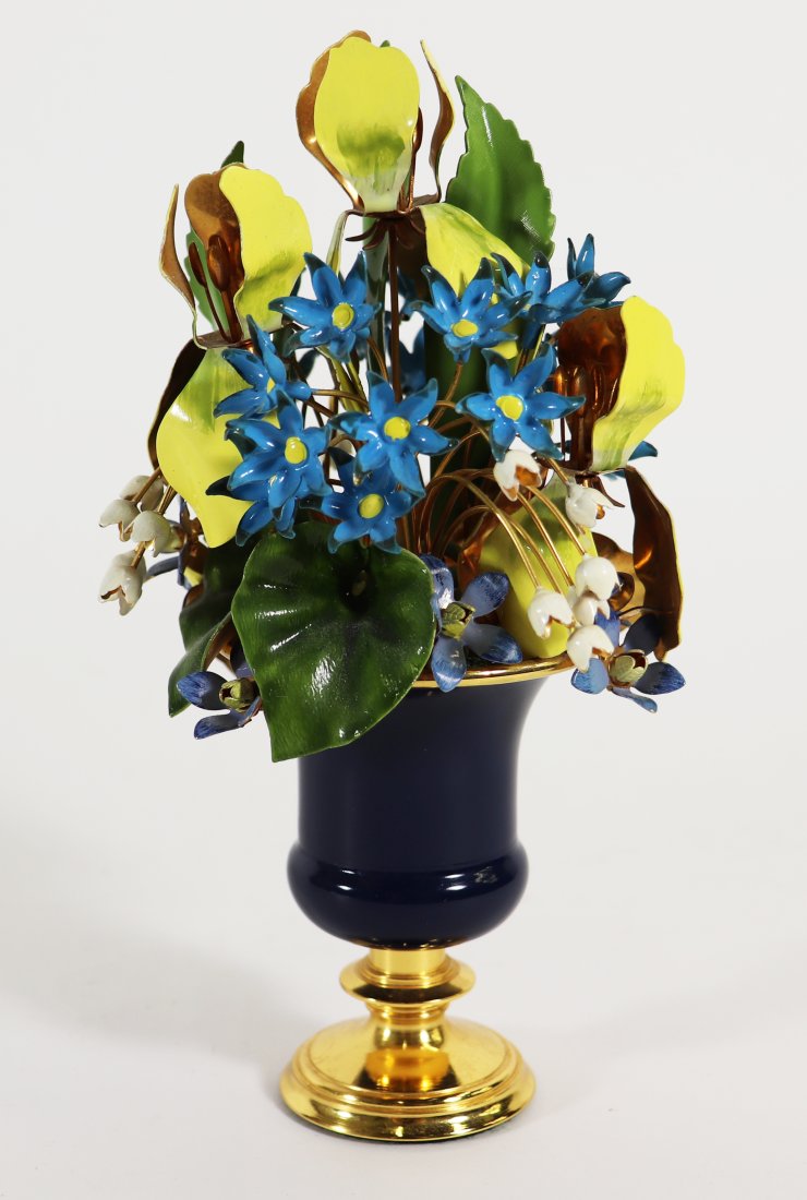 FABERGE THE IMPERIAL FRENCH BOUQUET: 1978 Faberge enameled flower bouquet sculpture. Measures 7" tall.