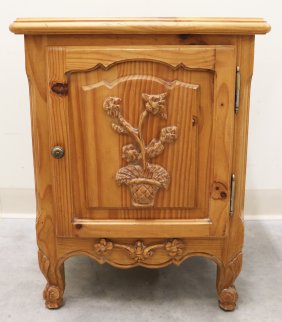 CARVED WOOD HIGH RELIEF SIDE CABINET