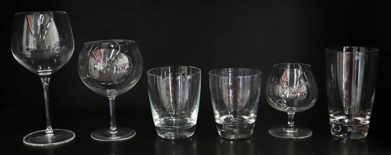 88 PIECE CRYSTAL GLASSES COLLECTION: Collection of assorted crystal & glasses including Luigi Bormioli, Baccarat, Rosenthal, Gorham, wine, brandy, and unmarked pieces. Local pickup recommended.