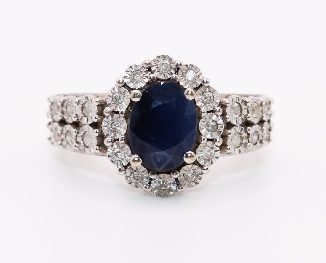 14K WHITE GOLD DIAMOND & SAPPHIRE RING (1 of 4)