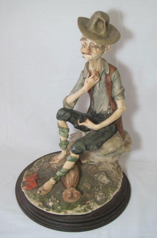 CAPODIMONTE OLD COWBOY STATUE: 17 1/2" Tall 13" Wide.