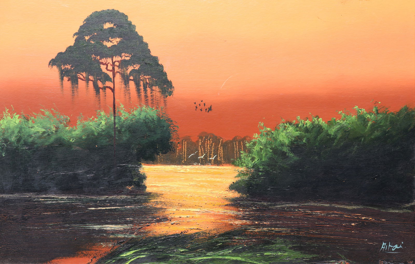 ALFRED HAIR SUNSET INLET HIGHWAYMEN PAINTING (1 of 6)