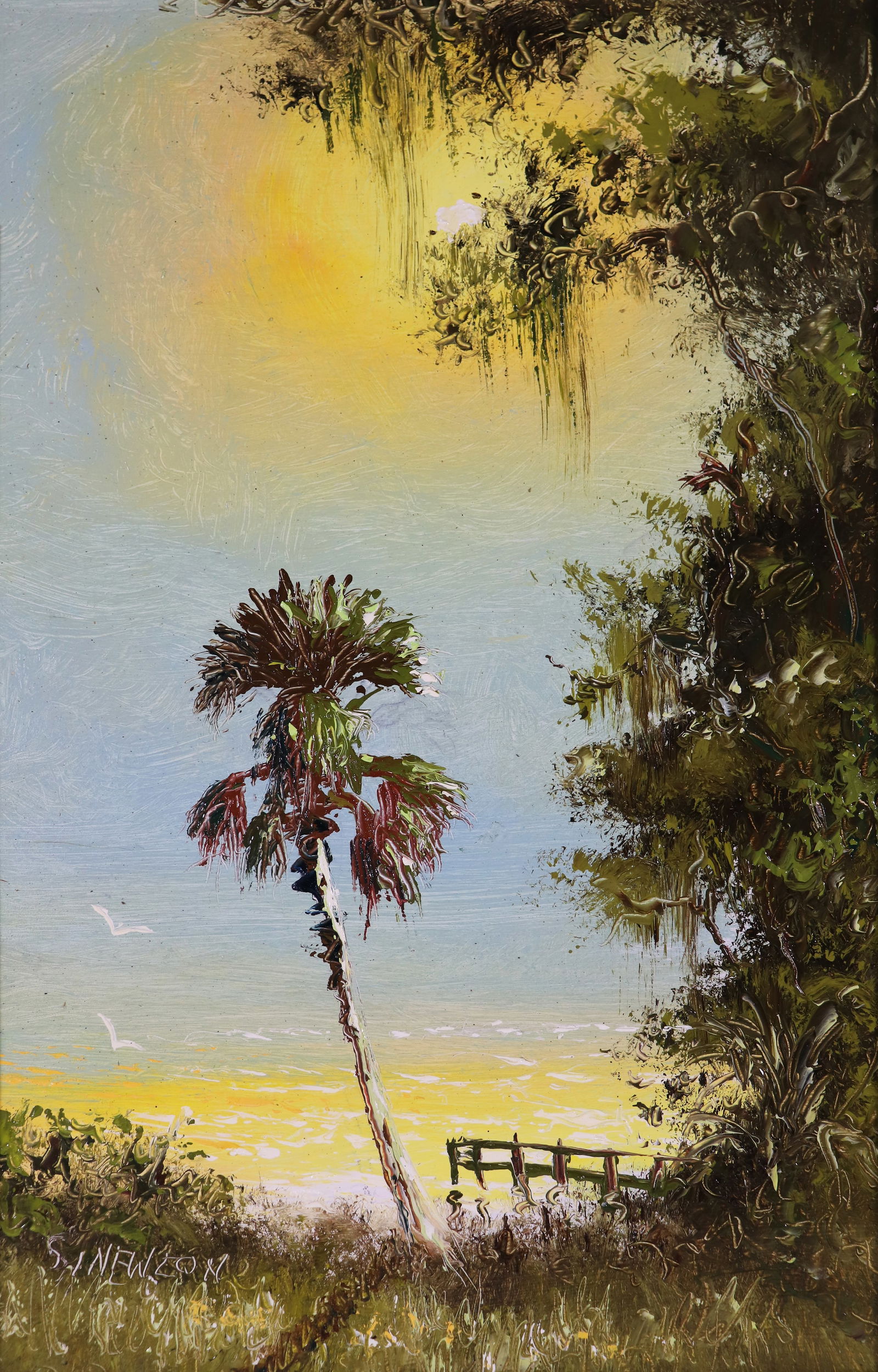 SAM NEWTON SUNNY RIVER PALM HIGHWAYMEN PAINTING (1 of 4)
