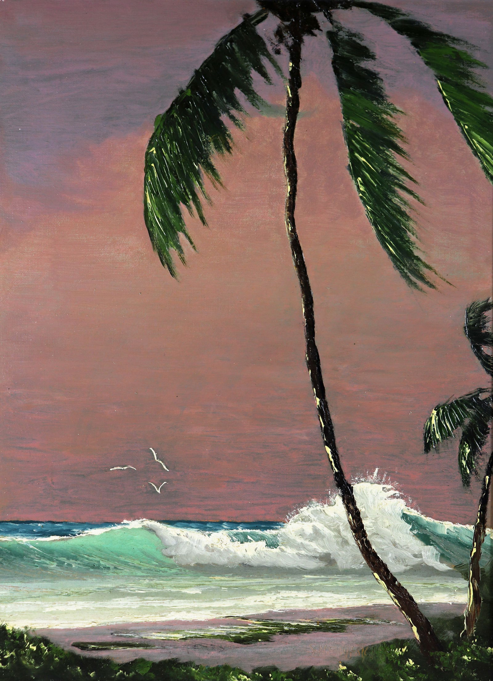 SAM NEWTON SUNSET BEACH PALM HIGHWAYMEN PAINTING (1 of 5)