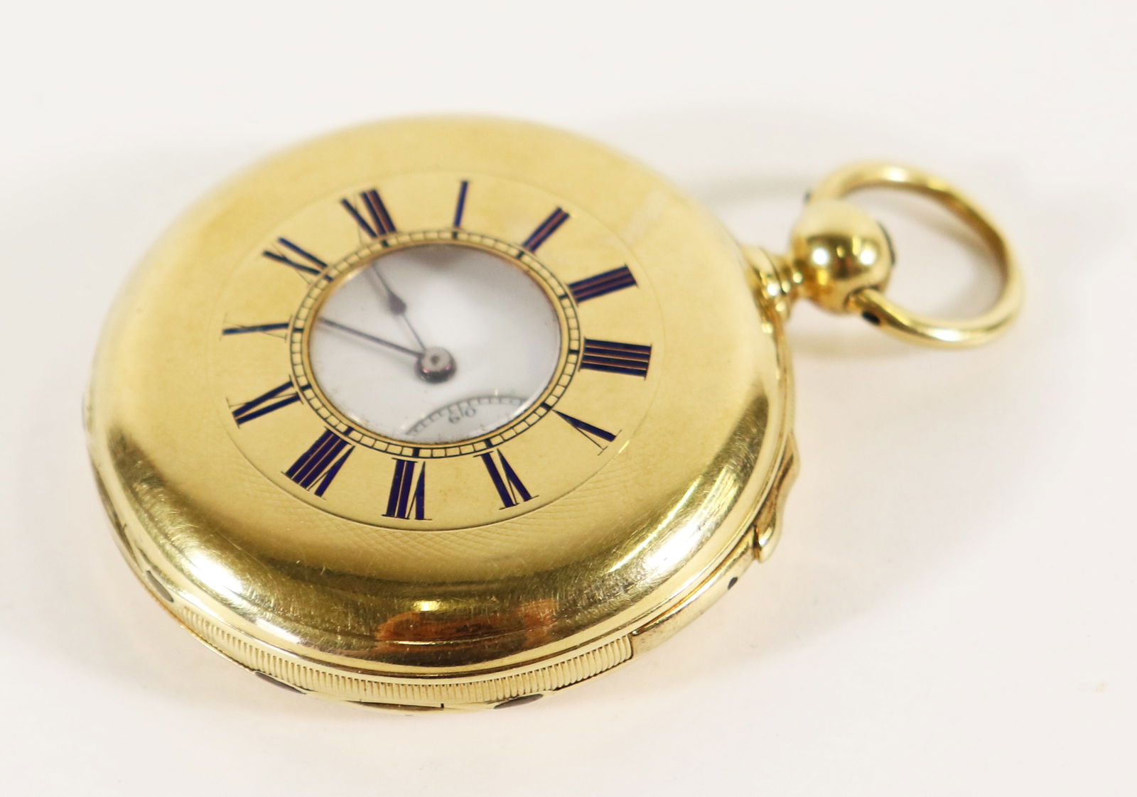 18KT FRENCH ENAMEL HALF HUNTING REPEATER POCKETWATCH #12256 (1 of 5)