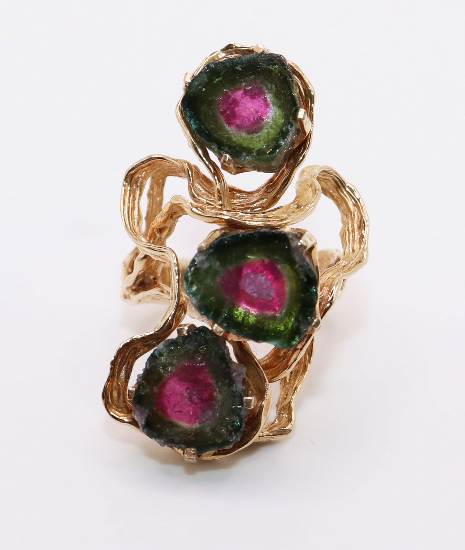 14K TRIPLE WATERMELON TOURMALINE RING (1 of 4)