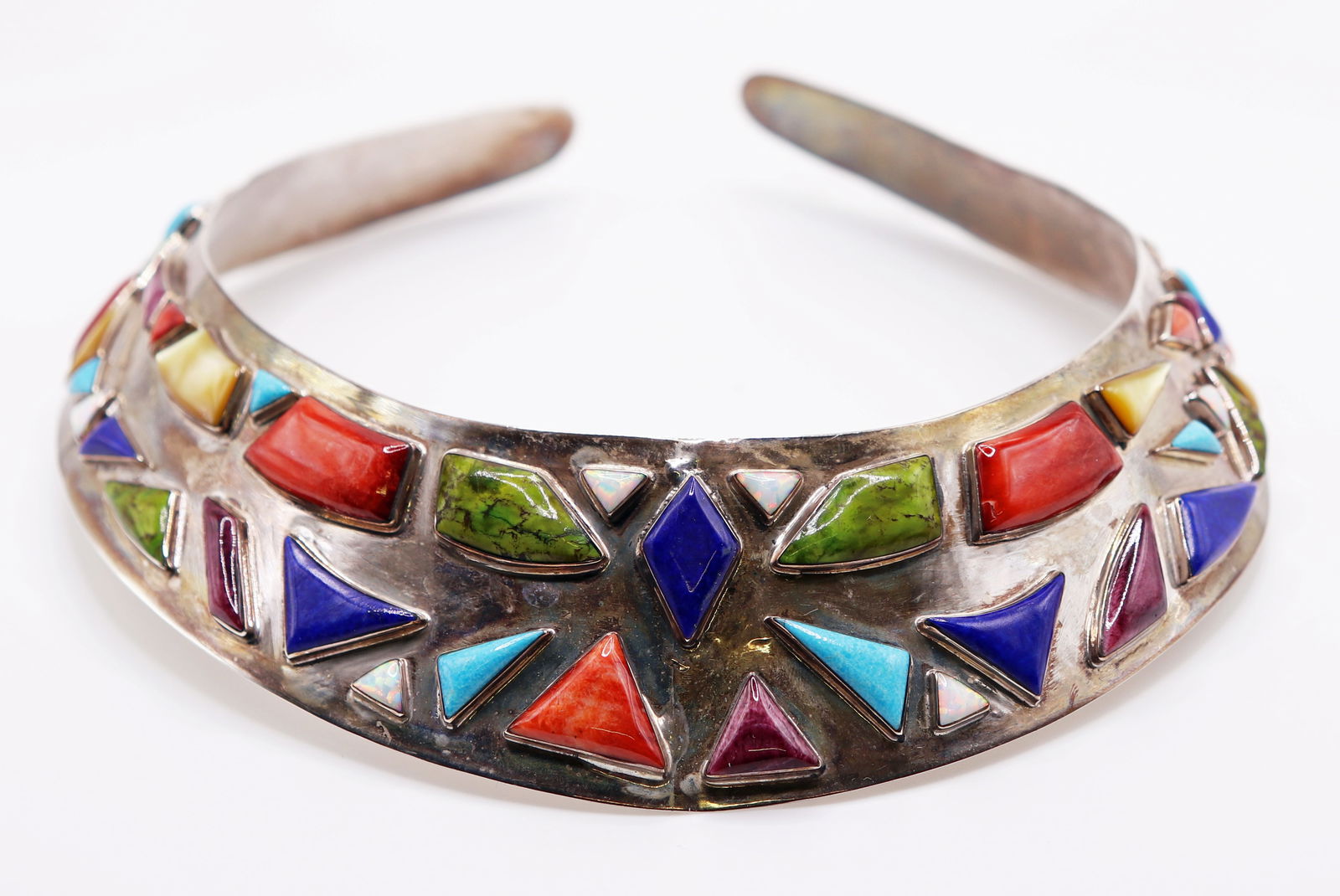 STERLING SILVER COLLAR NECKLACE WITH GEMSTONES (1 of 7)