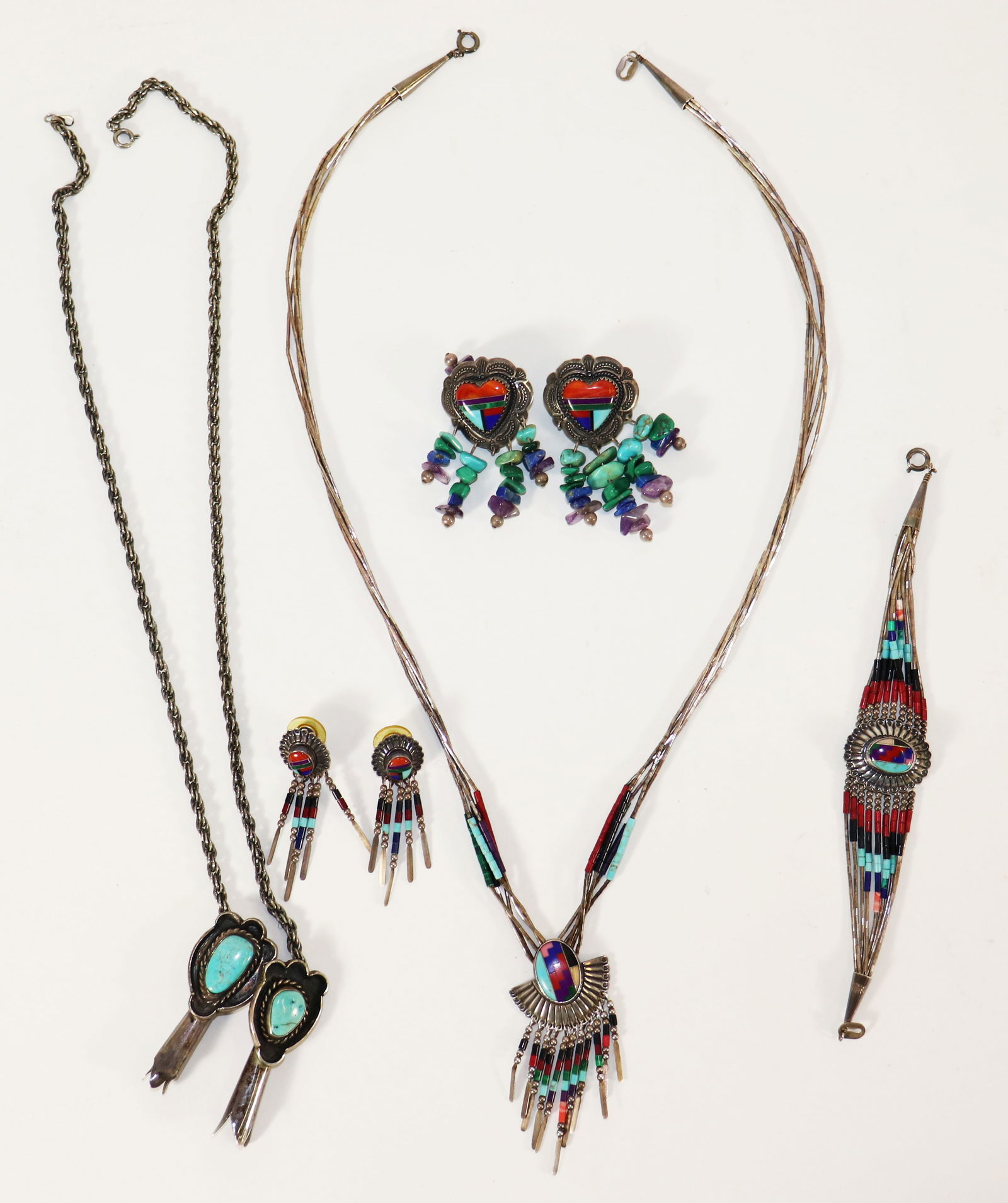 NATIVE AMERICAN STERLING TURQUOISE & CORAL JEWELRY (1 of 5)