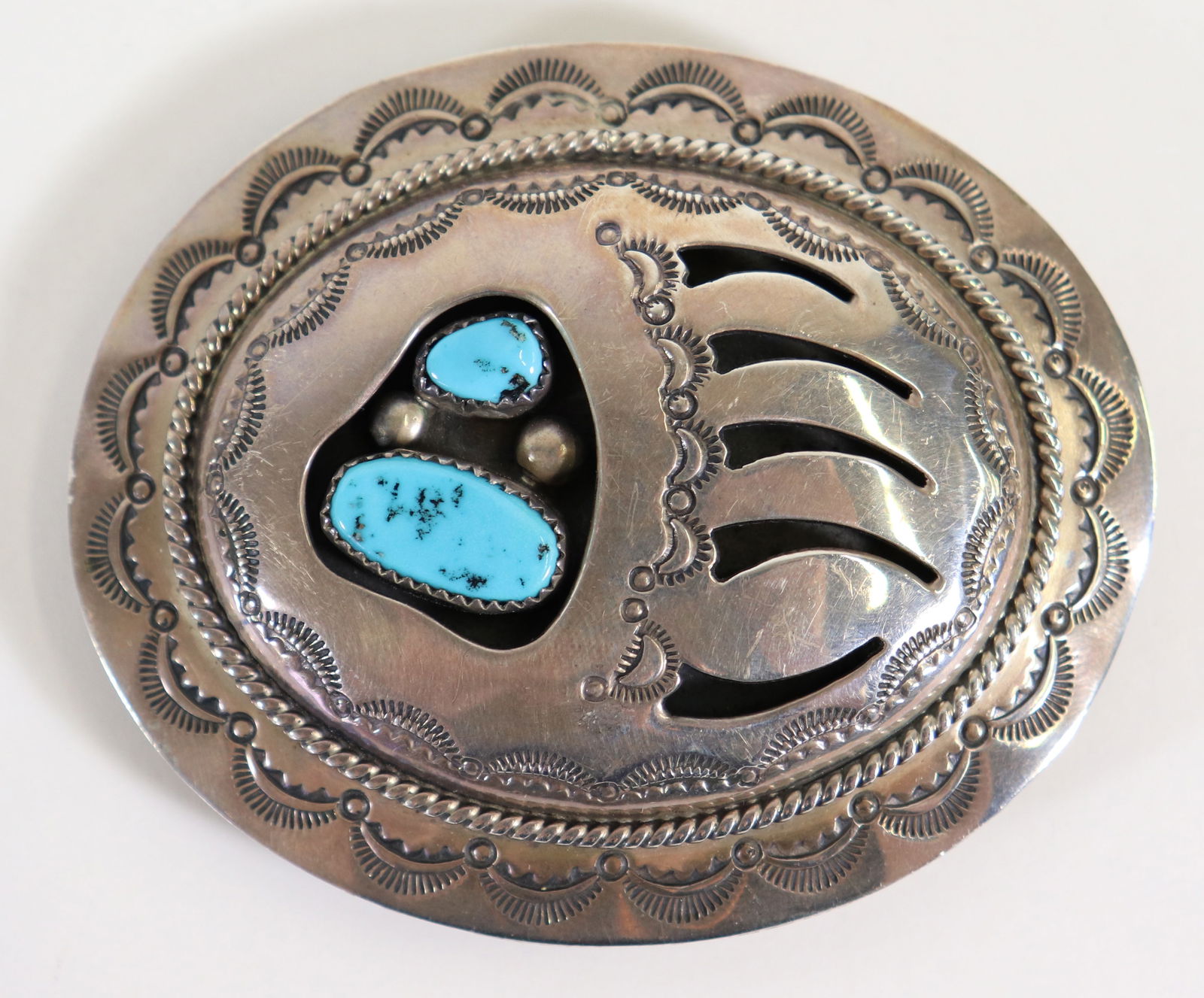 TURQUOISE STERLING BELT BUCKLE - WILBUR MUSKET (1 of 3)