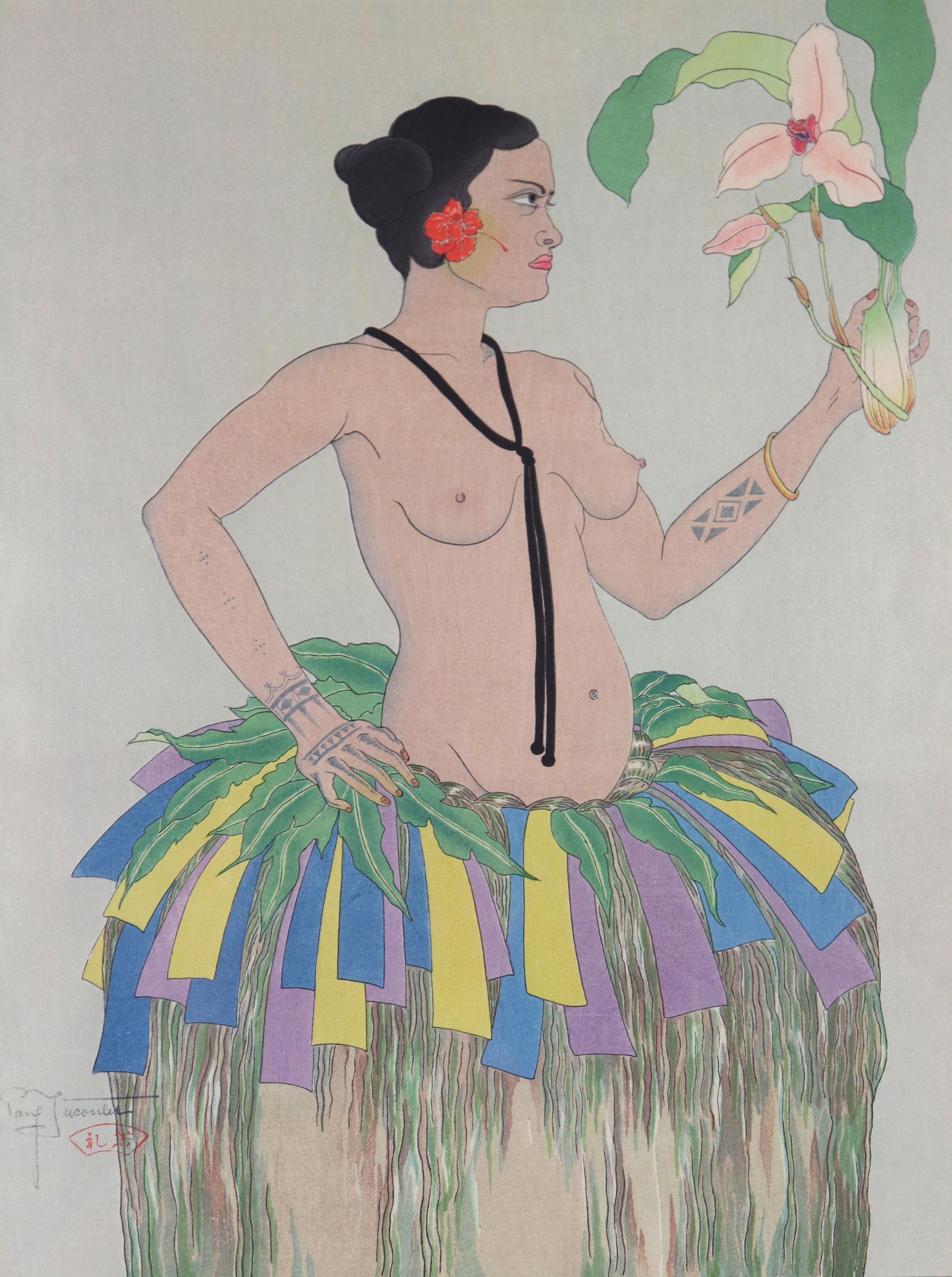 PAUL JACOULET BEAUTY OF YAP AND ORCHIDS WOODBLOCK (1 of 3)