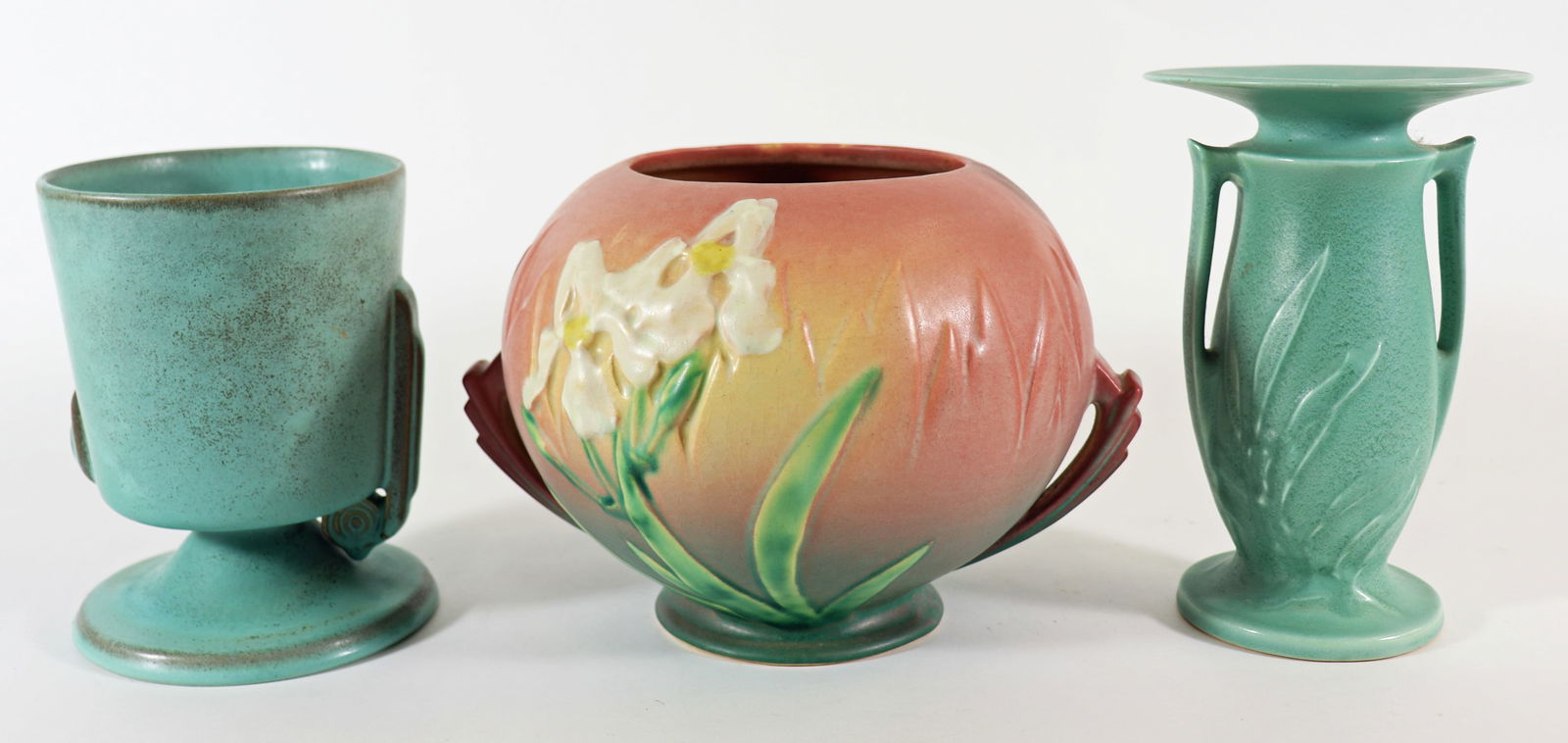 (3) ROSEVILLE POTTERY VASES - MODERNE - IRIS (1 of 3)