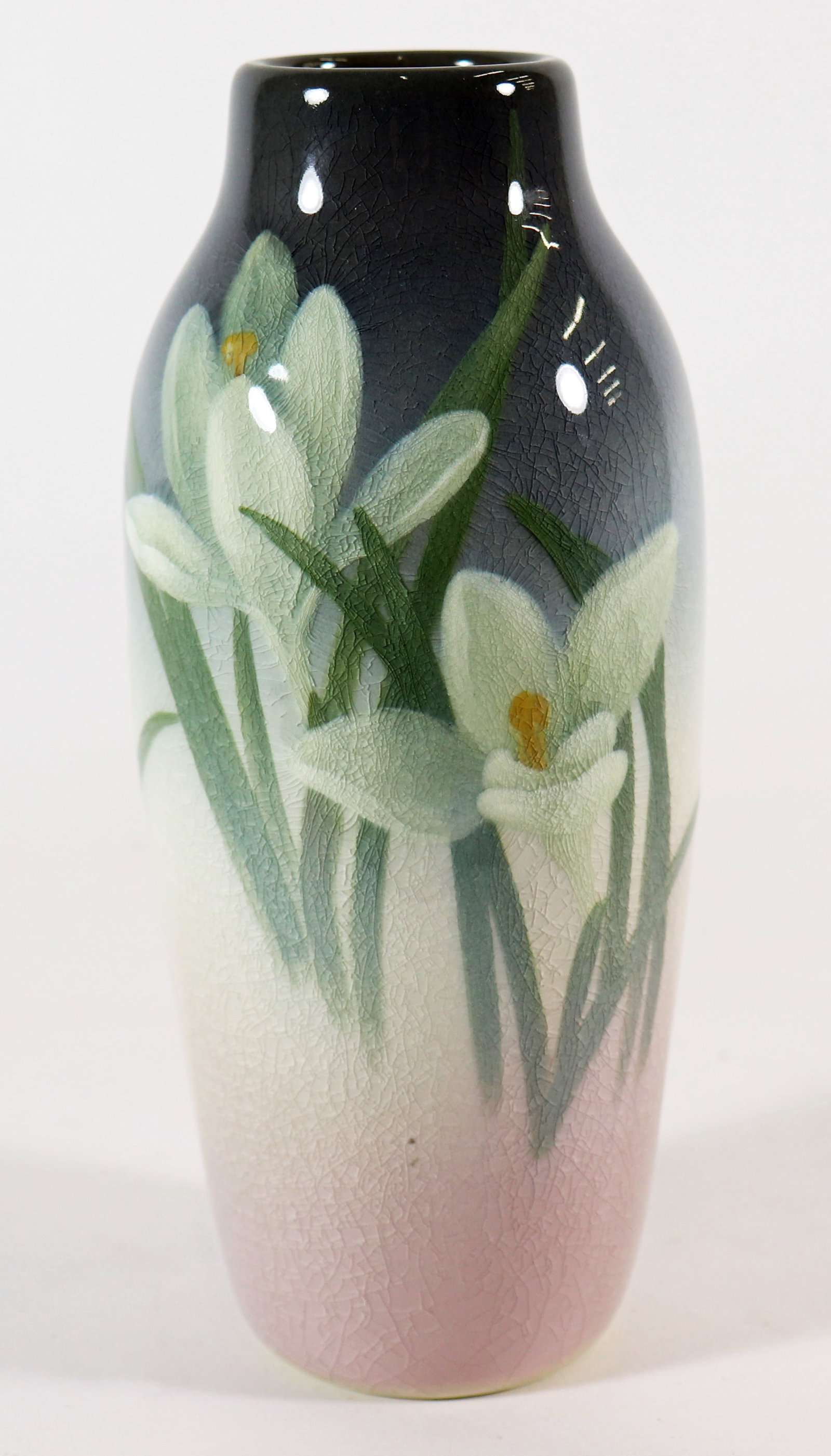 SARA SAX FOR ROOKWOOD POTTERY IRIS VASE: Rookwood Crocus Vase Circa 1904 Iris glazed measures 7 1/2" x 3"