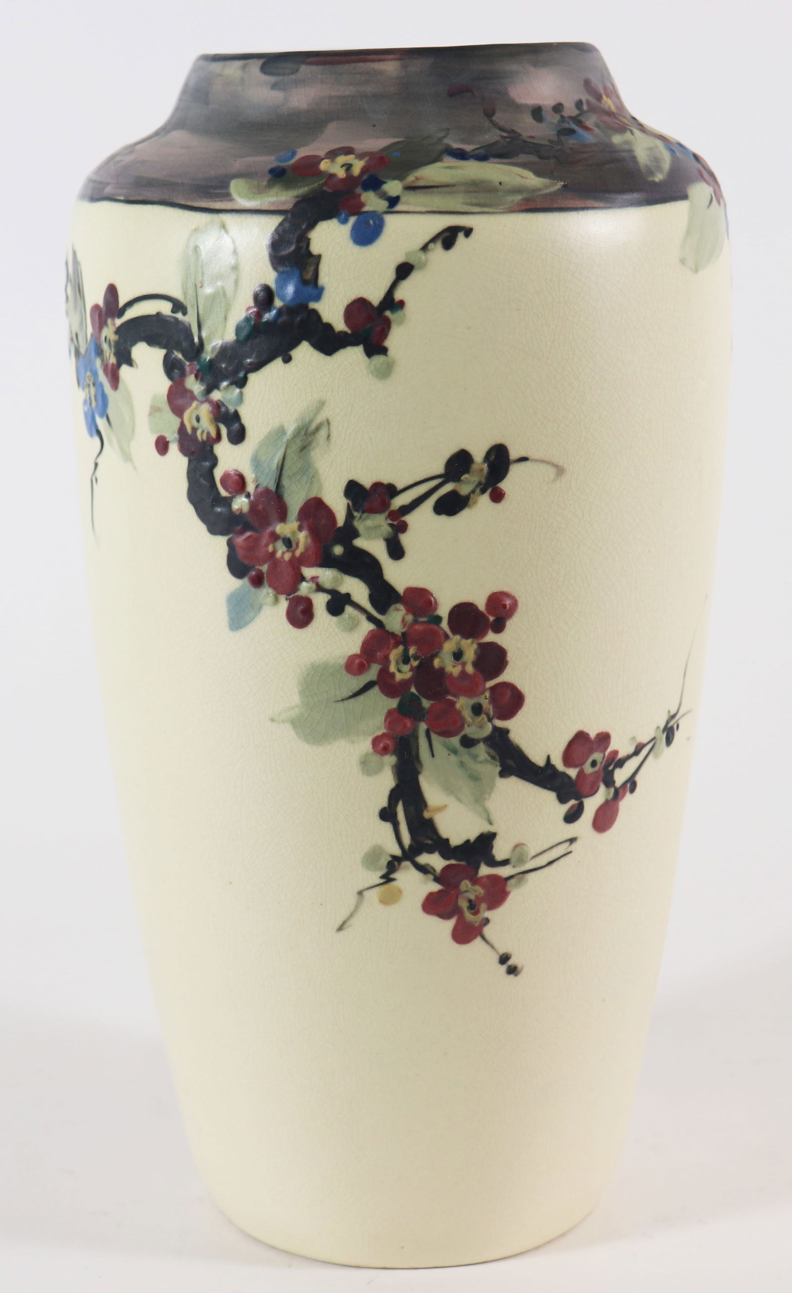 WELLER DECORATED HUDSON CHERRY BLOSSOM VASE (1 of 4)