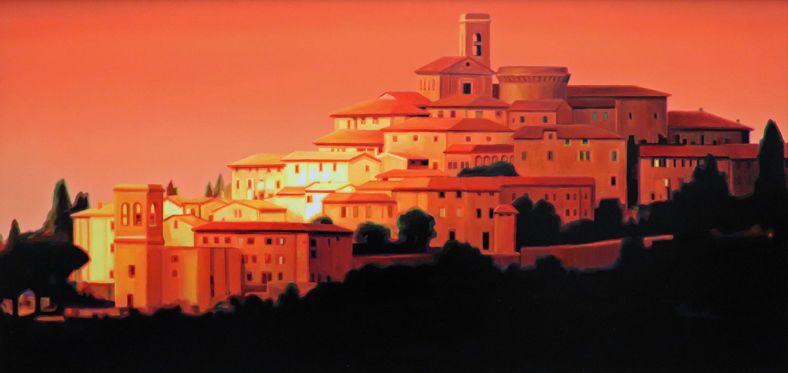 ROGER HAYDEN JOHNSON TUSCAN VILLAGE PAINTING (1 of 6)