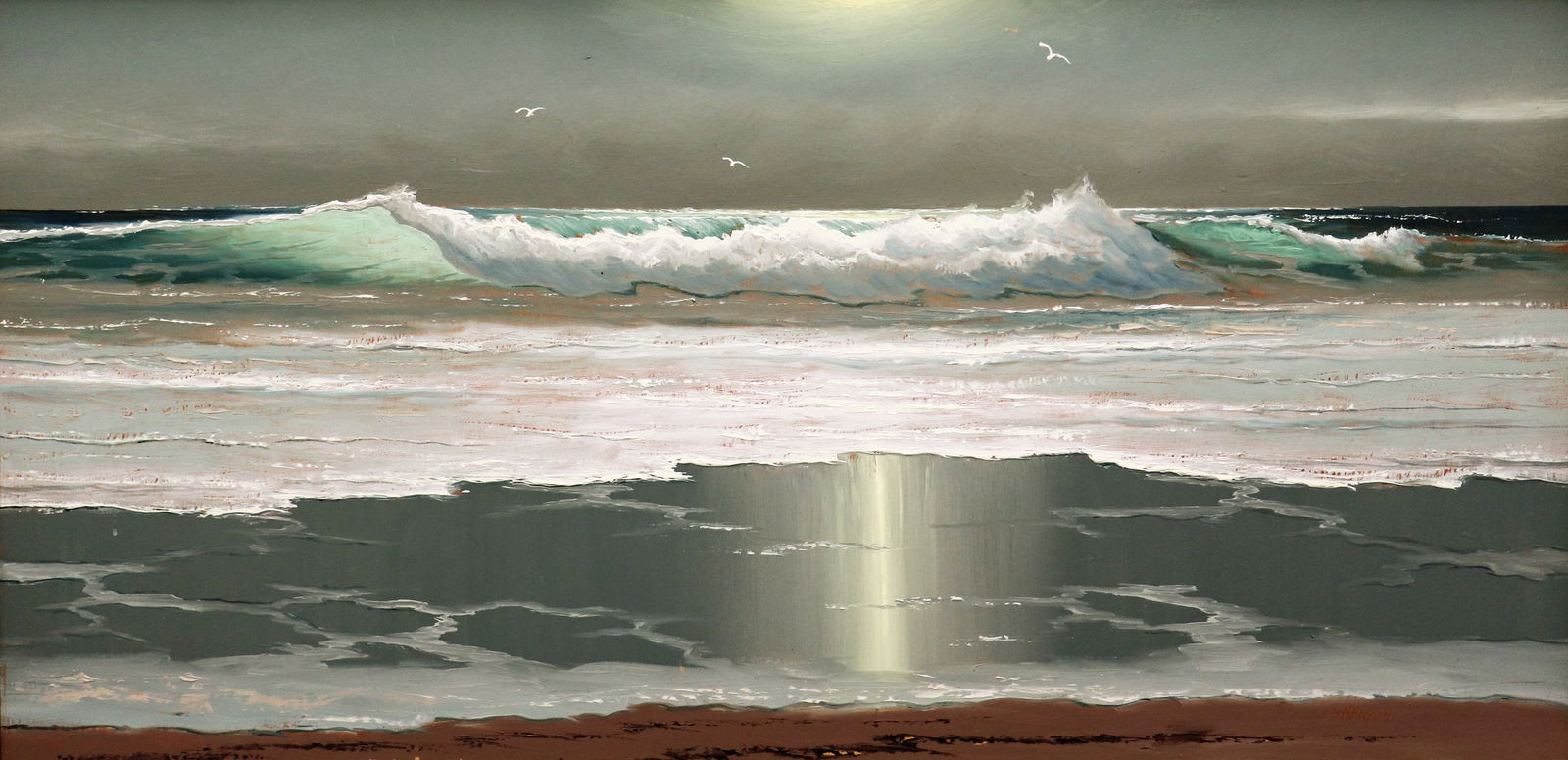 SAM NEWTON NIGHT BEACH HIGHWAYMEN PAINTING (1 of 6)