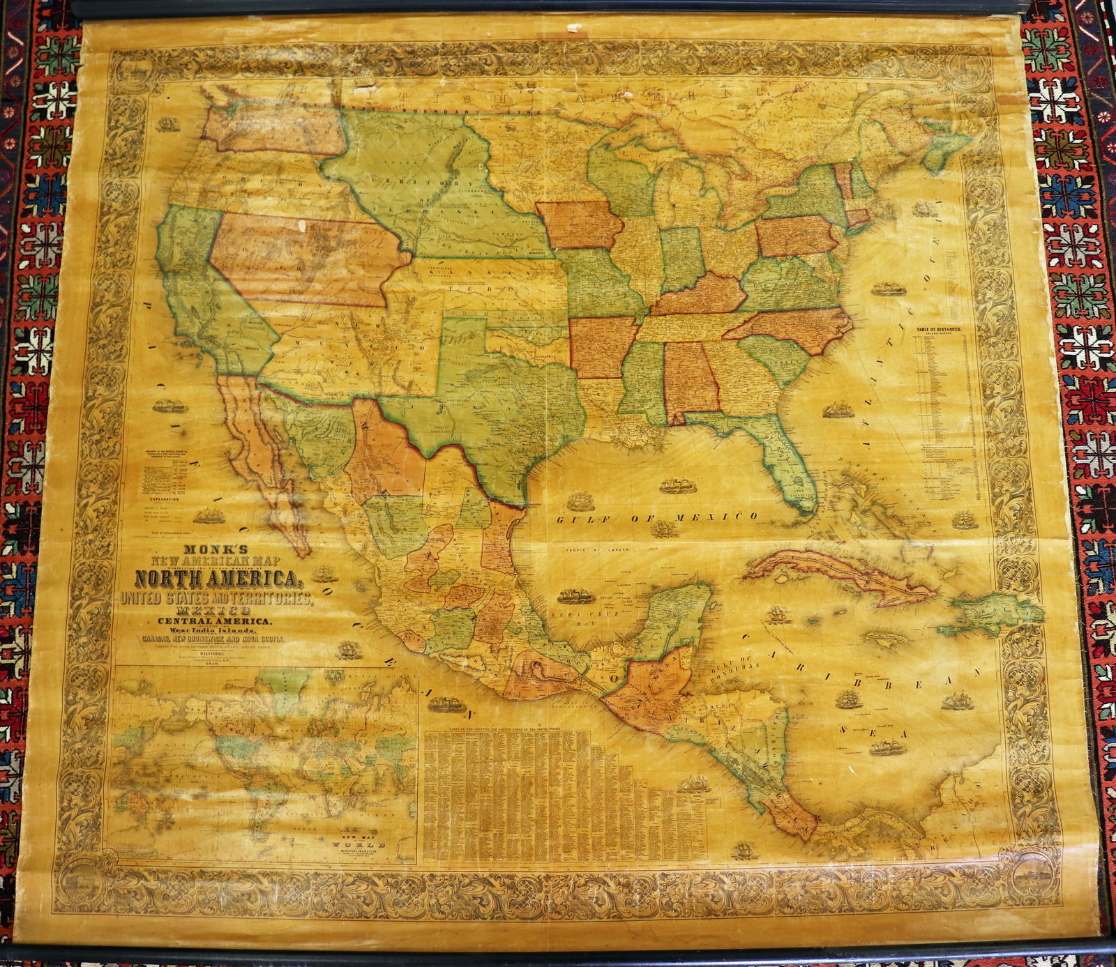 1856 LARGE JACOB MONK NORTH AMERICA WALL MAP (1 of 5)