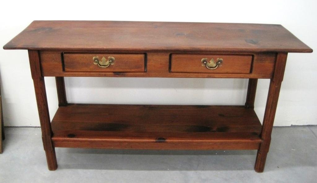 WOOD 2 DRAWER SOFA TABLE: 27" Tall 52" x 16" Wide.