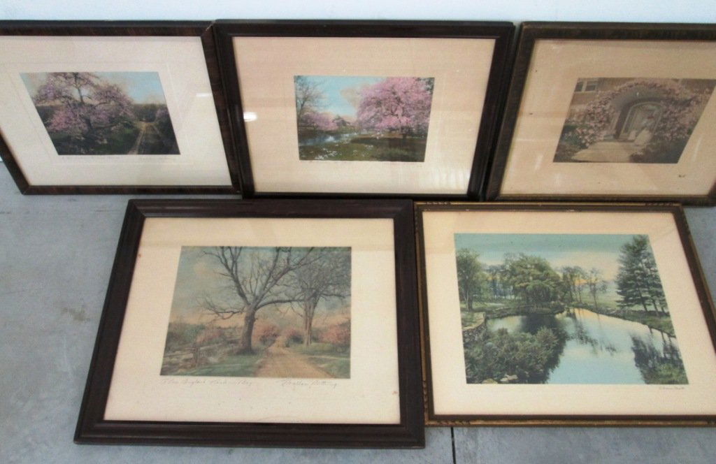 (5) WALLACE NUTTING PRINTS: A New England road in may, a barre brook, the coming out of roses, the orchid brook, a berkshire grass road, & more.