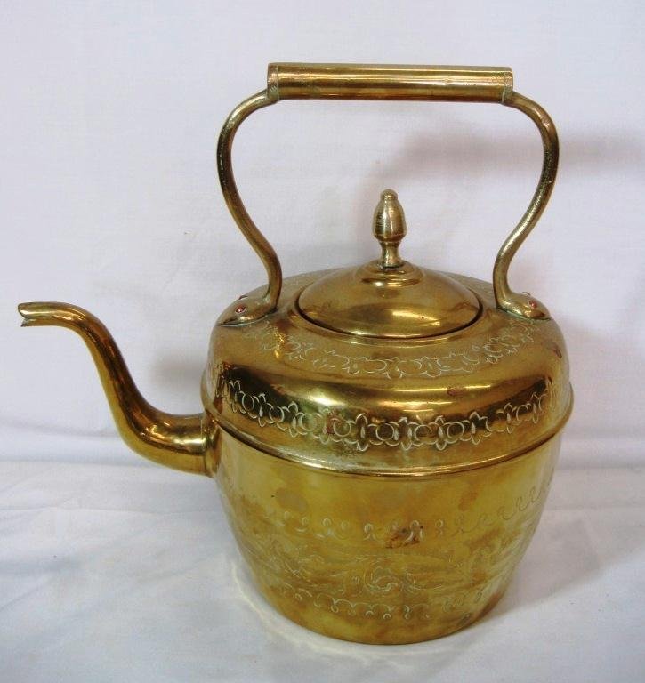 BRASS EGYPTIAN TEA POT: Marked on bottom.