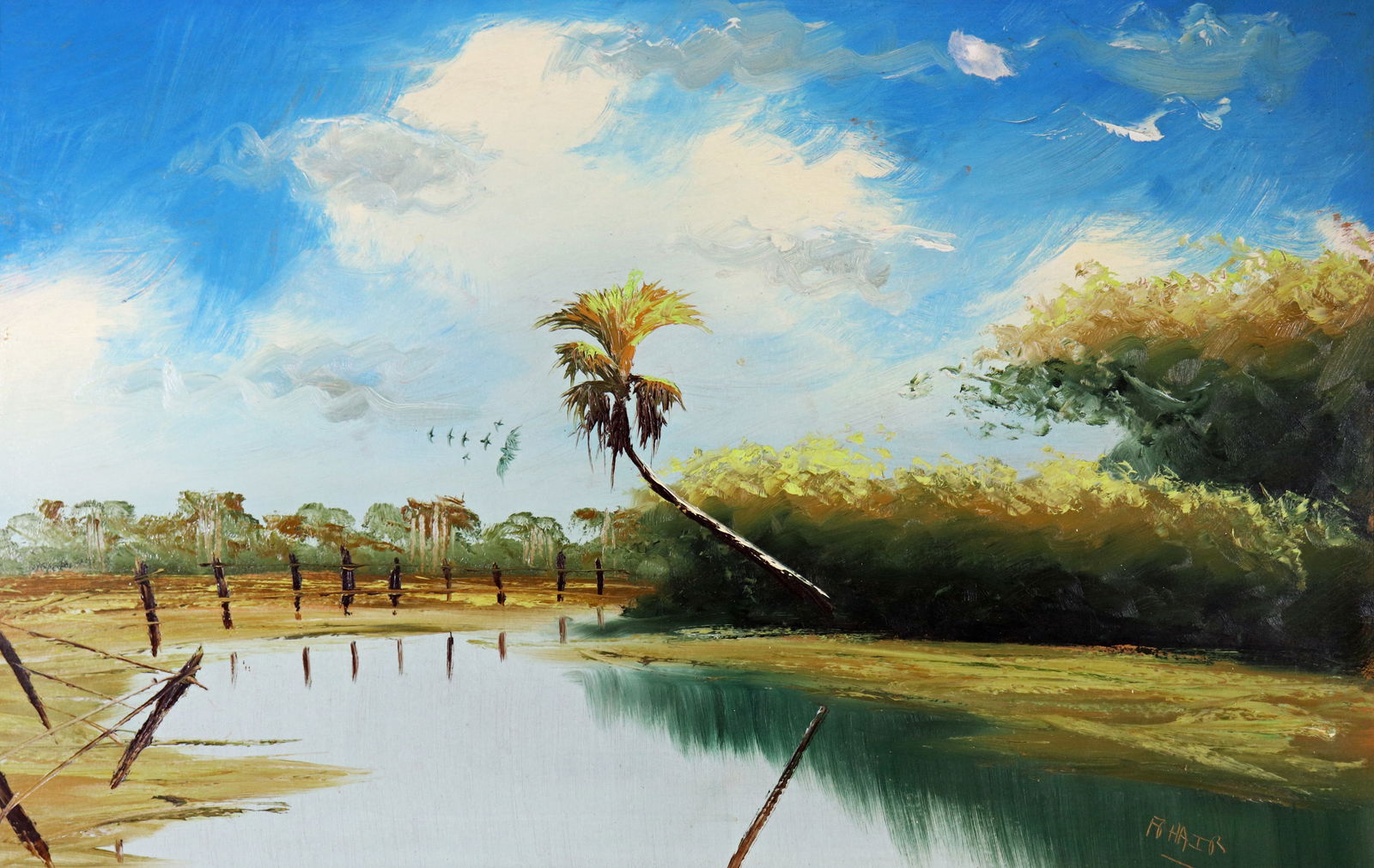 ALFRED HAIR FENCED BACKWOODS HIGHWAYMEN PAINTING (1 of 6)