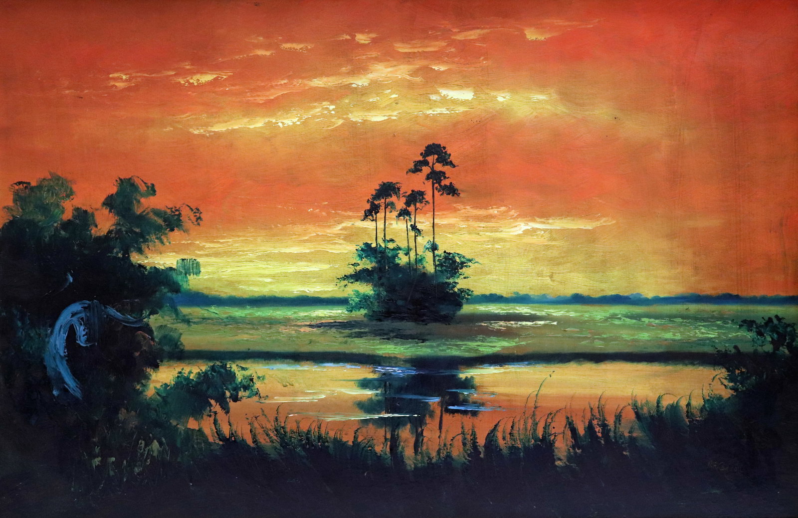 M.A. CARROLL FIRE SKY SUNSET HIGHWAYMEN PAINTING (1 of 6)