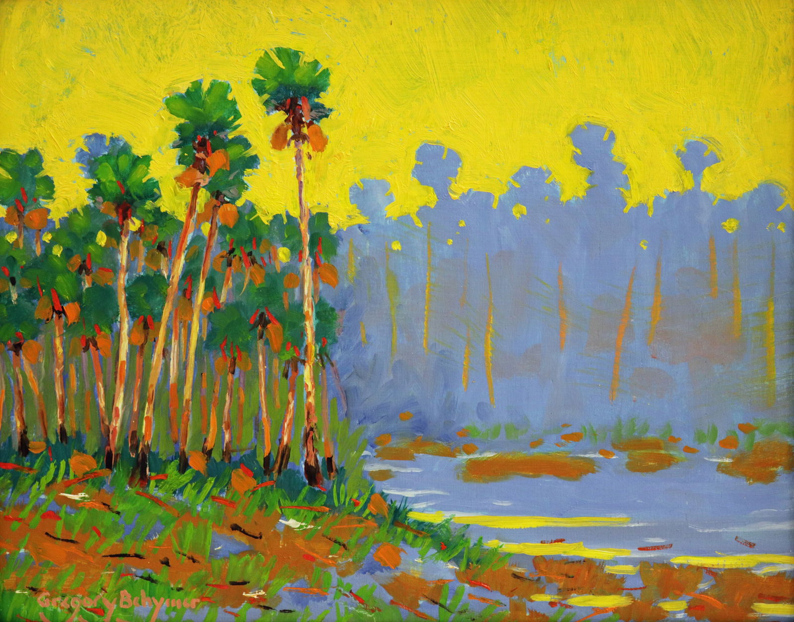 GREG BEHYMER BACKWOODS FLORIDA PALMS PAINTING (1 of 5)