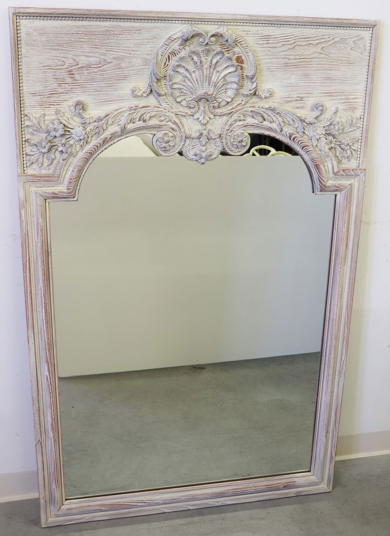 FRENCH STYLE SHELL & FLOWER WALL MIRROR (1 of 4)