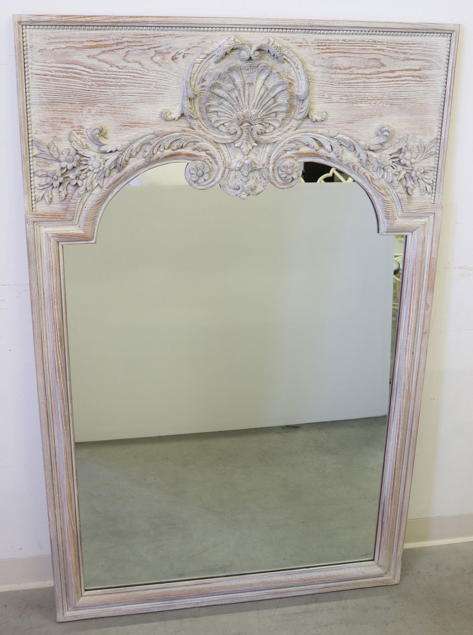 FRENCH STYLE SHELL & FLOWER WALL MIRROR (1 of 3)
