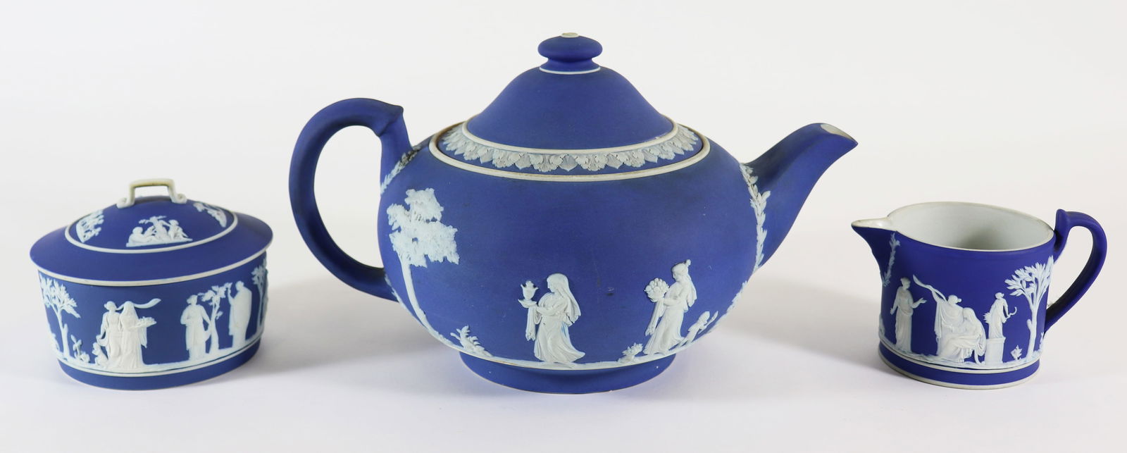 RARE OVERSIZED WEDGWOOD JASPERWARE TEAPOT SET (1 of 3)