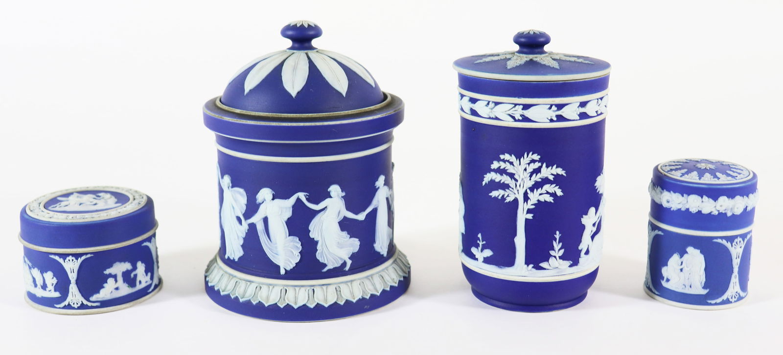 (4) PORTLAND BLUE WEDGWOOD JASPERWARE JARS (1 of 3)