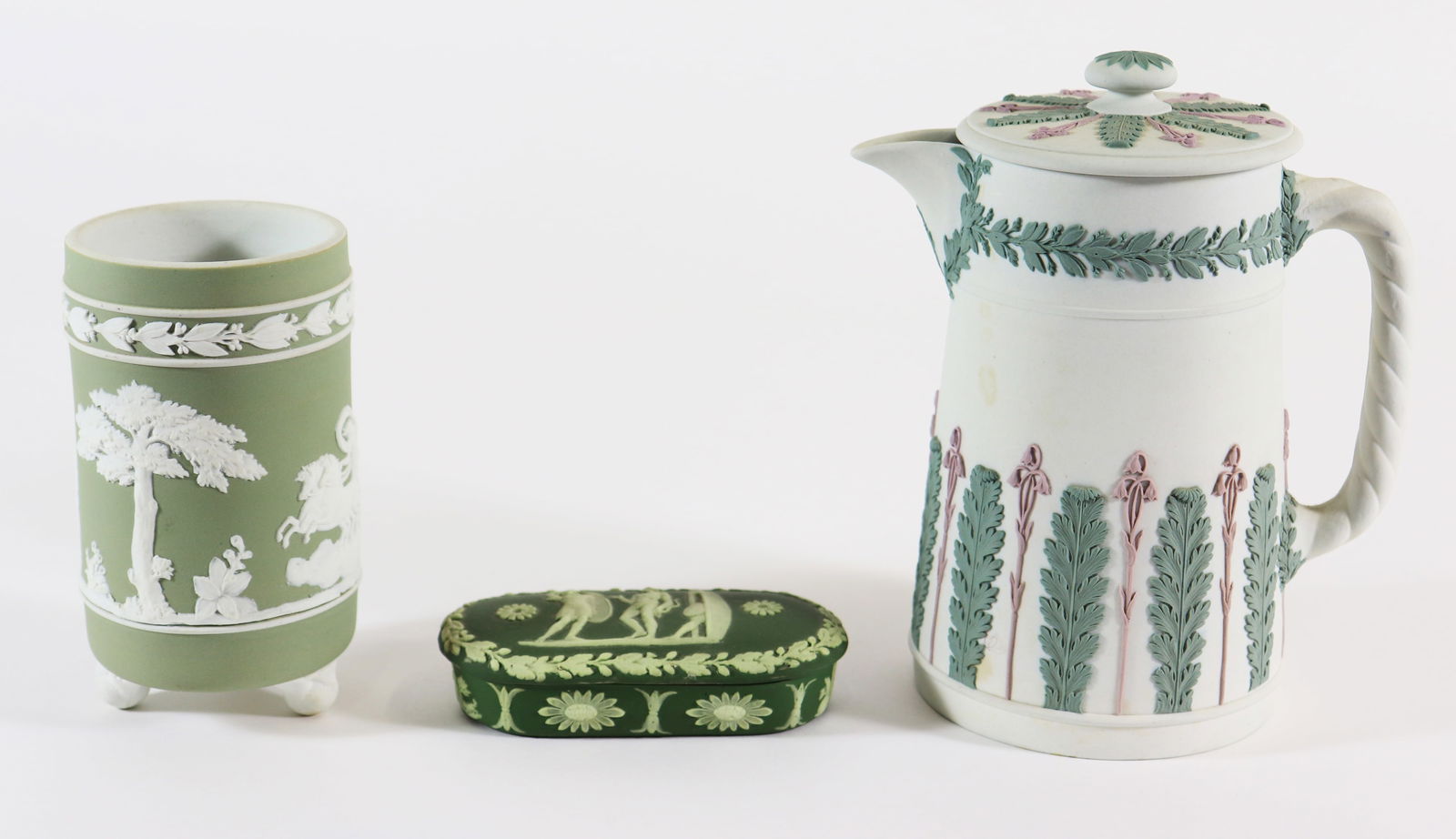 EARLY WEDGWOOD TRI COLOR & GREEN JASPERWARE (1 of 4)