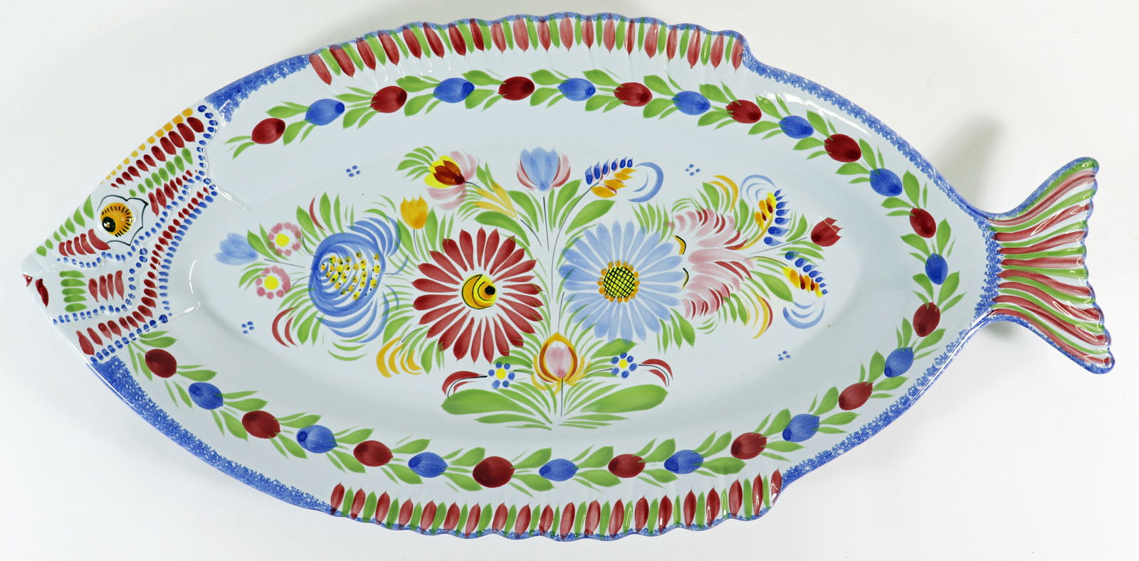 QUIMPER HAND PAINTED FISH PLATTER (1 of 3)