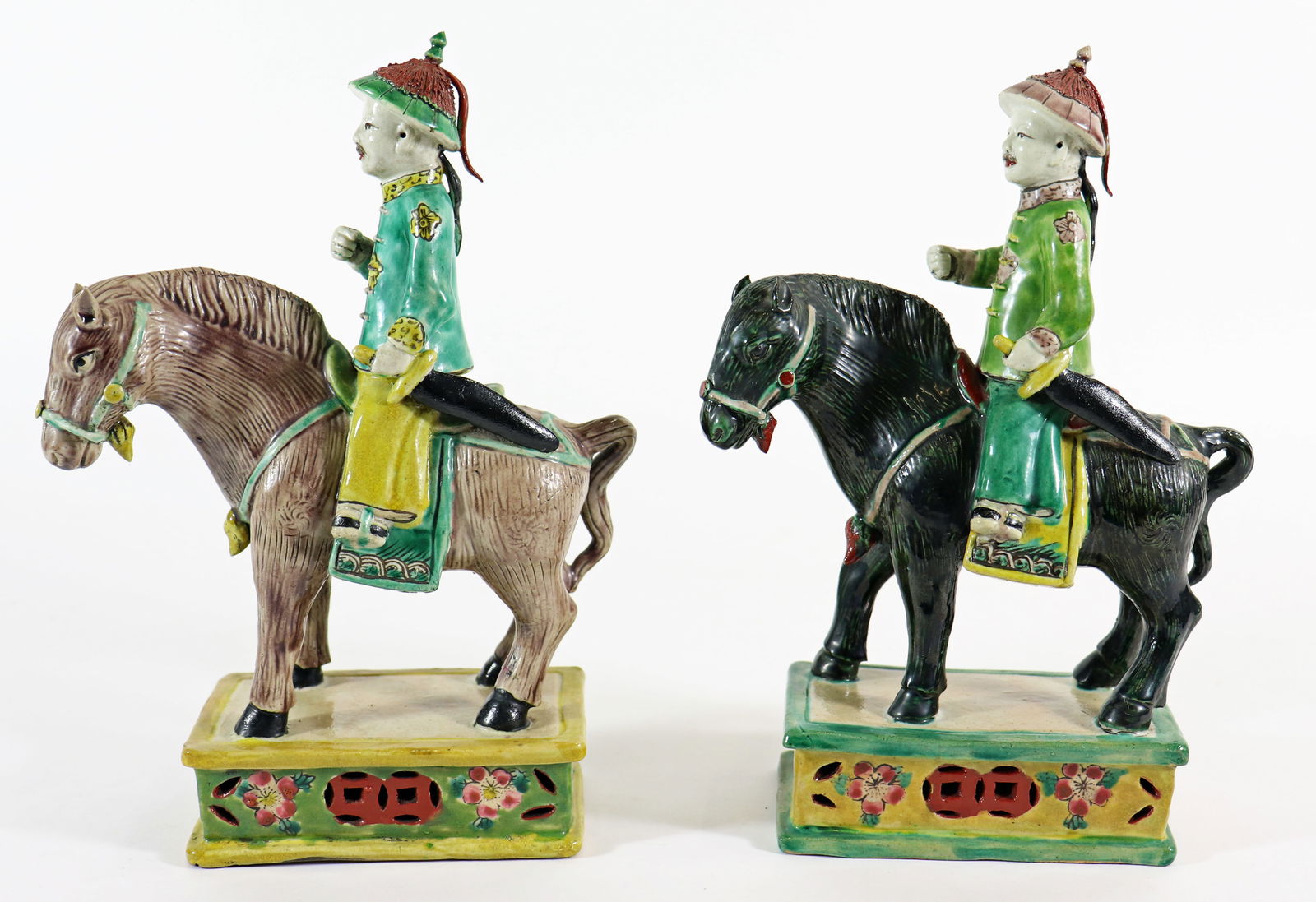 CHINESE FAMILLE VERTE BISCUIT EQUESTRIAN FIGURINES (1 of 4)