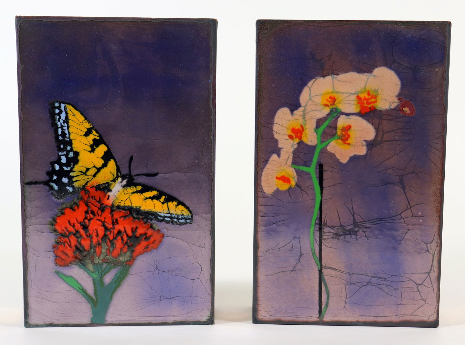 (2) HOUSTON LLEW SPIRITILE GLASS ON COPPER BLOCKS (1 of 4)