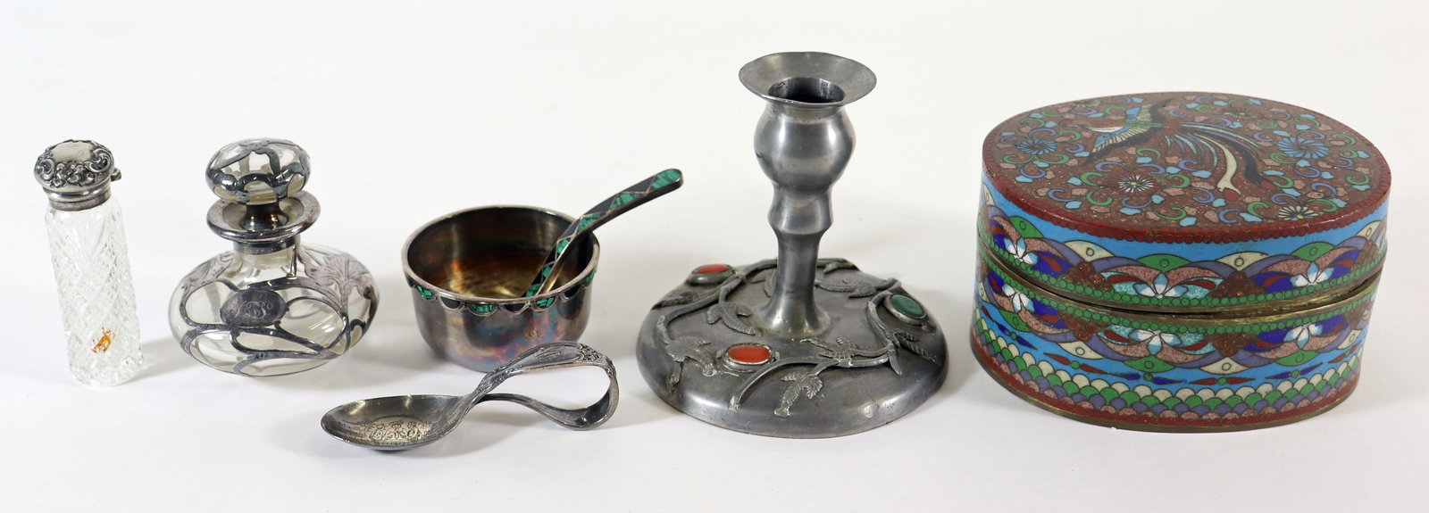 CLOISONNE BOX, CANDLESTICK, PERFUME FLASKS & MORE (1 of 4)