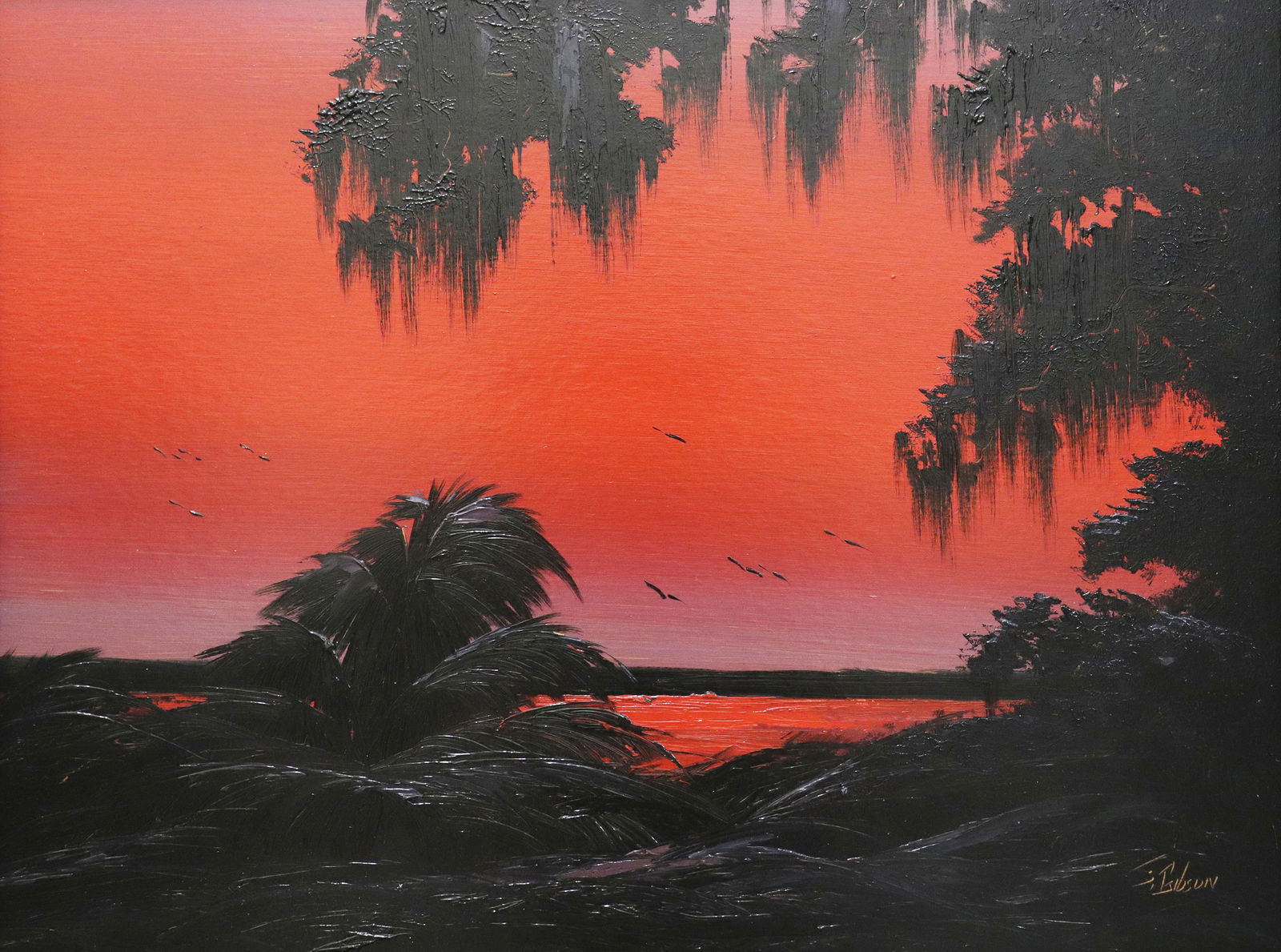 JAMES GIBSON RED SUNSET HIGHWAYMEN PAINTING (1 of 5)
