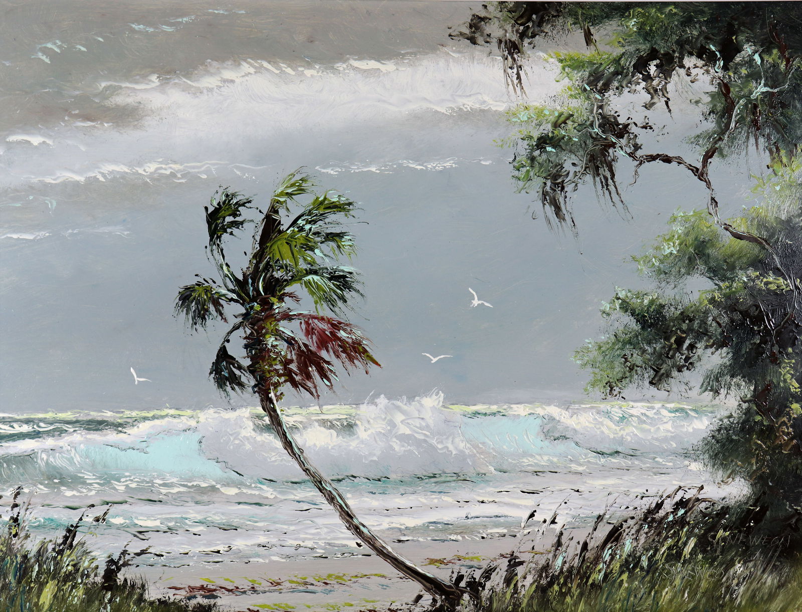 SAM NEWTON STORMY BEACH HIGHWAYMEN PAINTING (1 of 5)