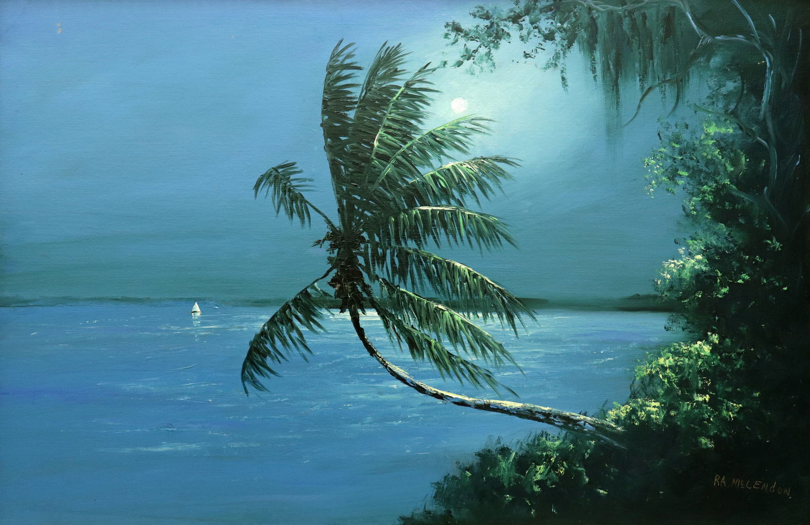 ROY MCLENDON NIGHT RIVER PALM HIGHWAYMEN PAINTING (1 of 5)