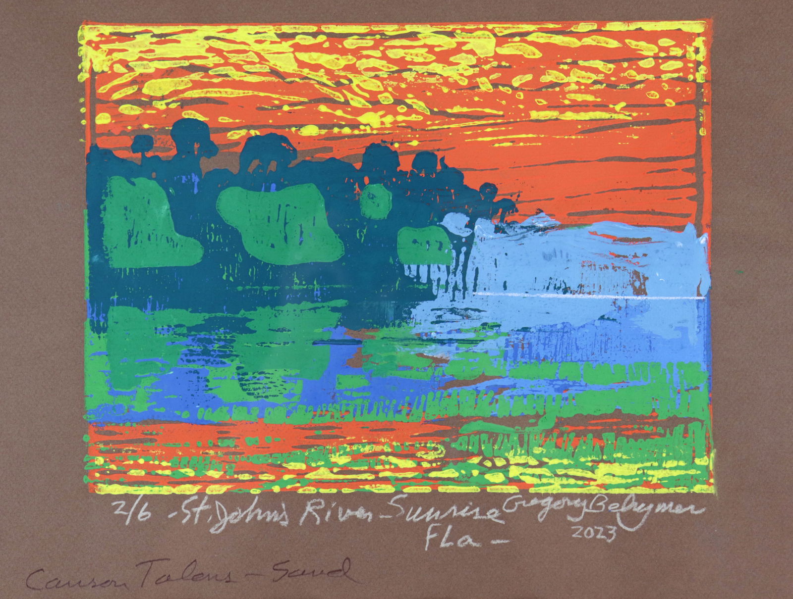 GREGORY BEHYMER ST. JOHN'S FLORIDA LINOLEUM CUT (1 of 4)